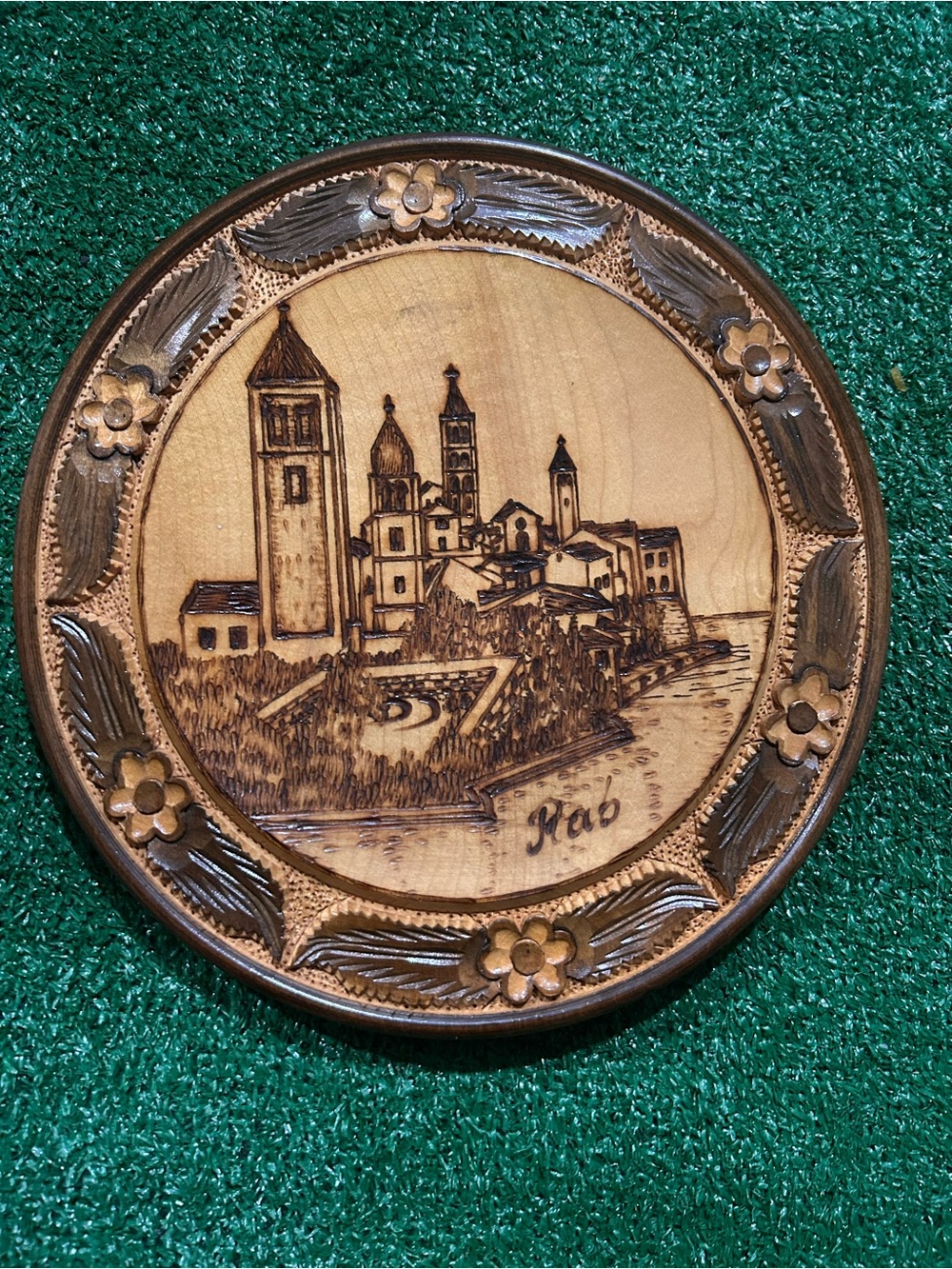 Vintage Hand-Carved Wood Italian Village Wall Plaque